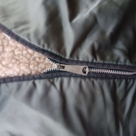 Vintage Men's Small Work Vest Green Utility Sherpa Lined Steel Zipper 1970's - Picture 7 of 8